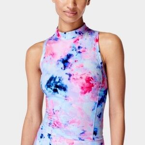 Sweaty Betty London Power Zip Back Workout Cropped Tank Top Dye Print Size L
